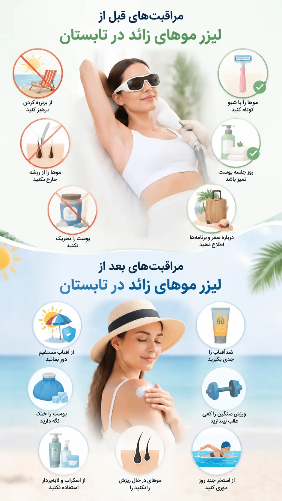 مراقبت بعد از لیزر در تابستان