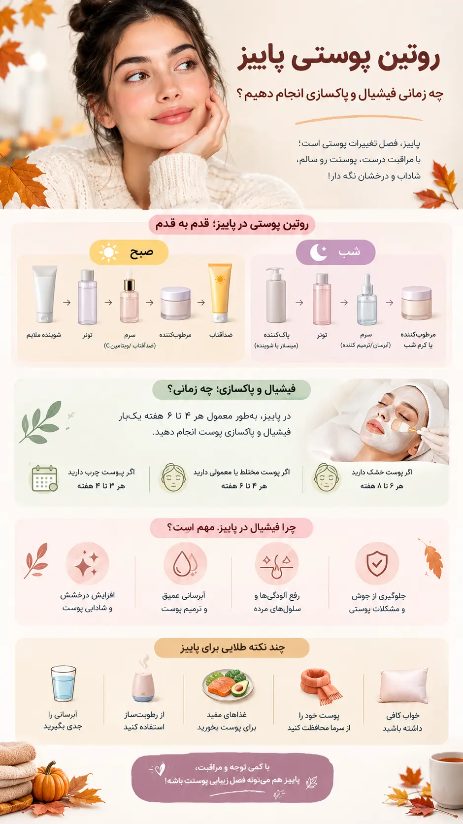 روتین پوستی پاییز- فیشیال و پاکسازی پوست